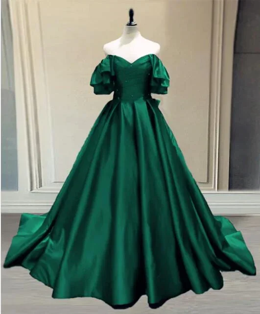 bespoke prom dressesBall Gown Princess Satin Off The Shoulder Prom Dresses gh1182