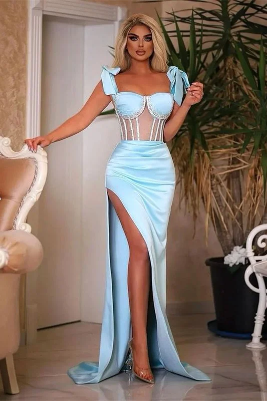 custom prom dressesSky Blue Sweetheart Mermaid Prom Dress  gh677