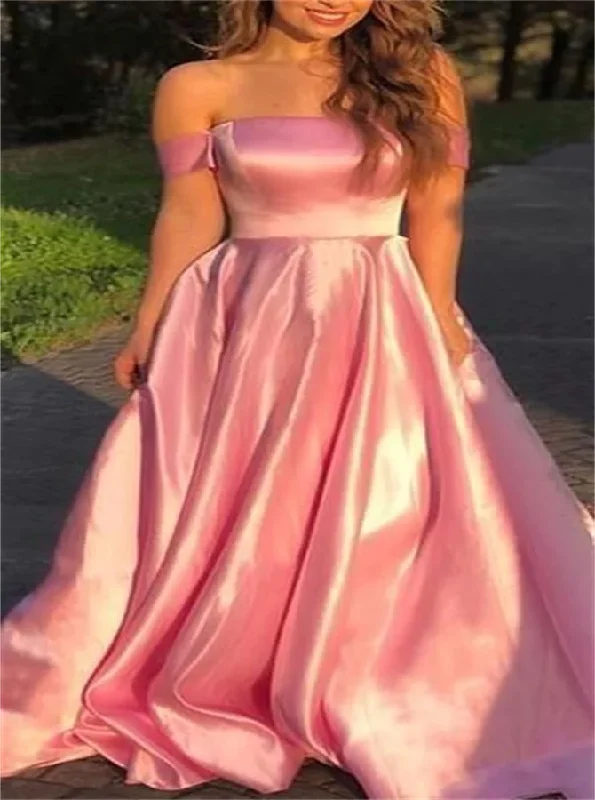 spaghetti strap prom dressesOff the Shoulder A Line Backless Prom Dress gh833