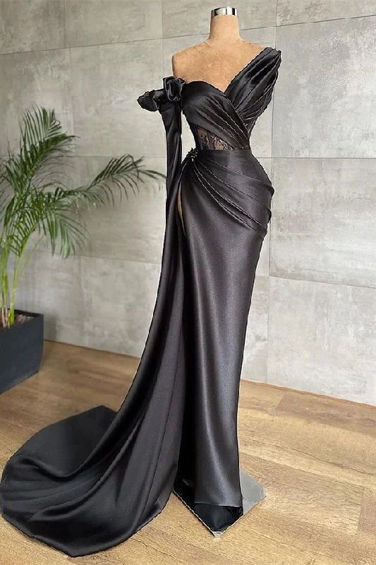 ready-to-wear prom dressesBlack Long Sleeves Mermaid Prom Dress gh675