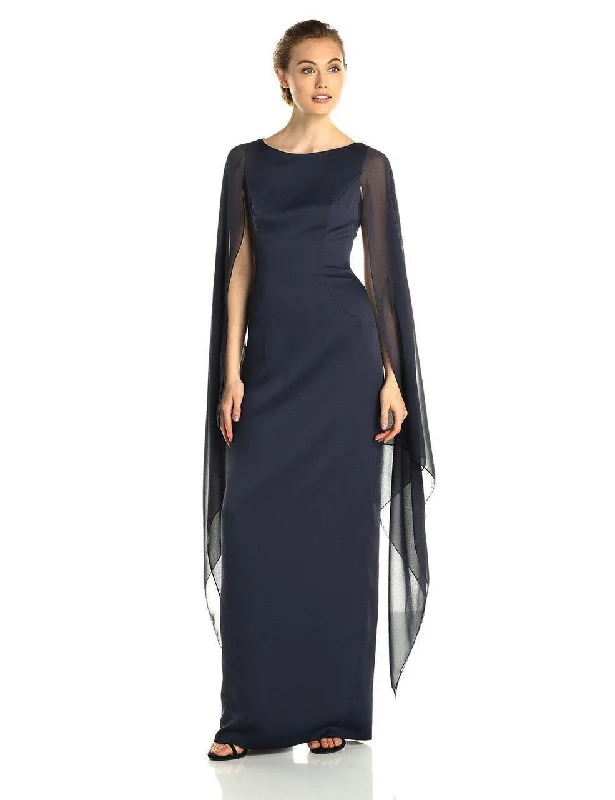 maxi dresses for petite womenAdrianna Papell - Bateau Fitted Long Dress with Cape Sleeve 81917310SC