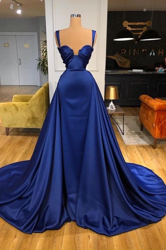 luxury prom dressesStraps Long Overskirt Prom Dress Royal Blue gh678