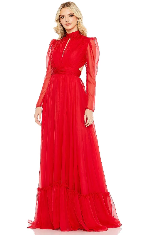 maxi dresses with pleatsMac Duggal 68400 - Long Sleeve High Neck Long Dress