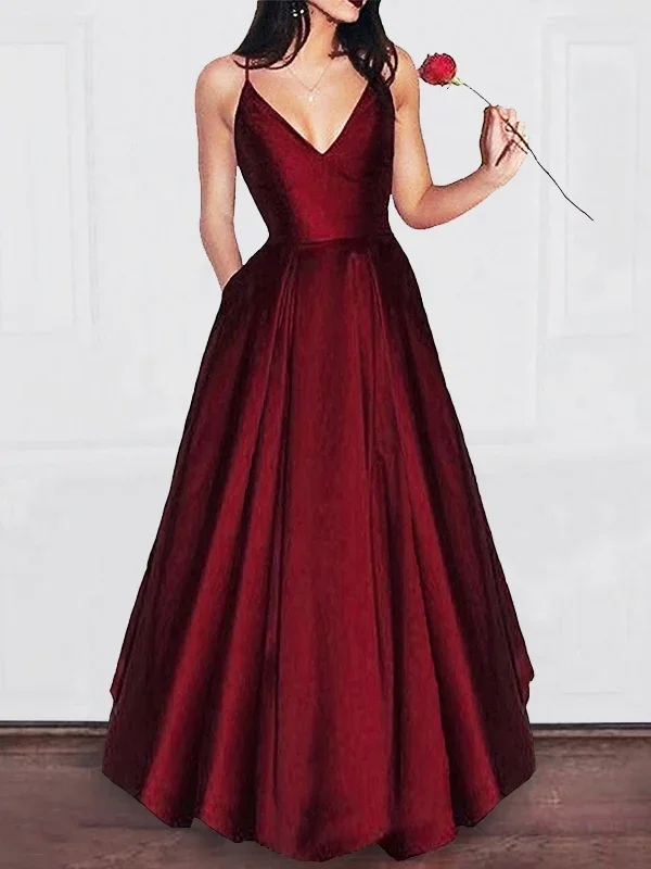 pastel prom dresses2024 Siren Princess/A-Line Burgundy Satin Prom Dresses gh1164