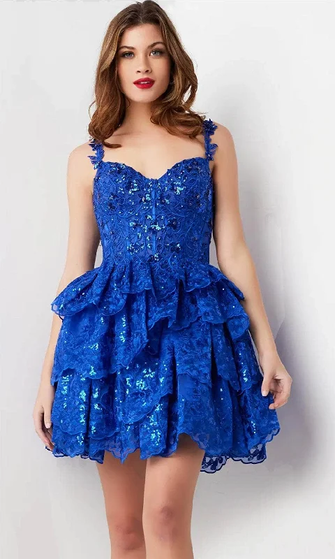 Sleeveless Dress With SequinsJovani 37080 - Sleeveless Layered Cocktail Dress