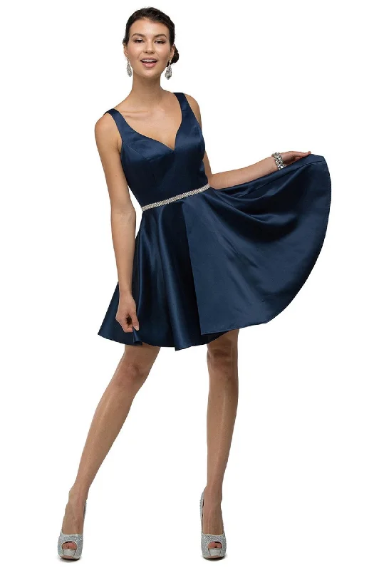 Sleeveless Dress With Sleeves (convertible)Dancing Queen - 9504 Sleeveless Embellished Waist Cocktail Dress