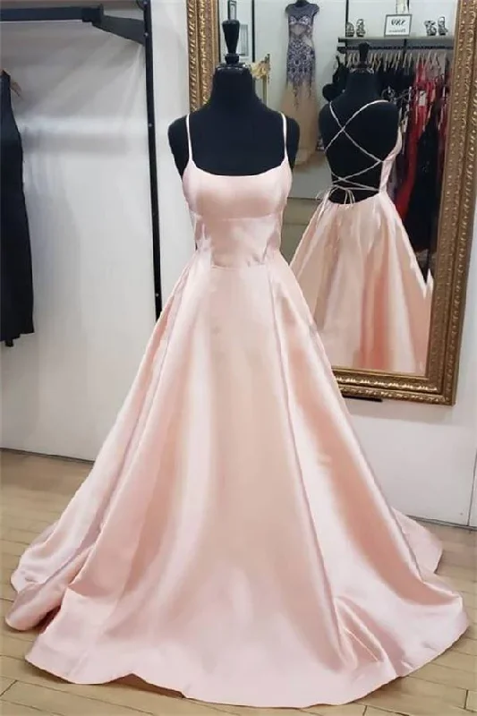 prom dress style guidesSimple A-line Open Back Long Zipper Back Pink Prom Dresses For Teens  gh998