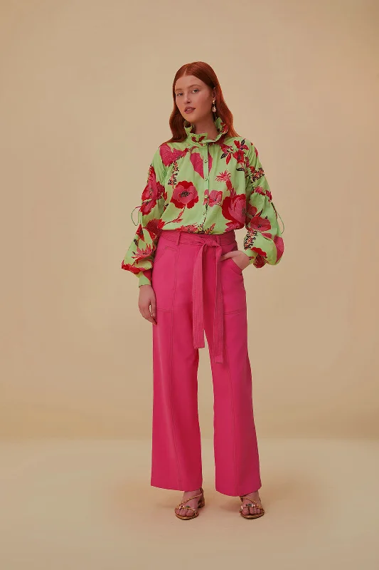 women's embroidered pantsPink Wide Pants