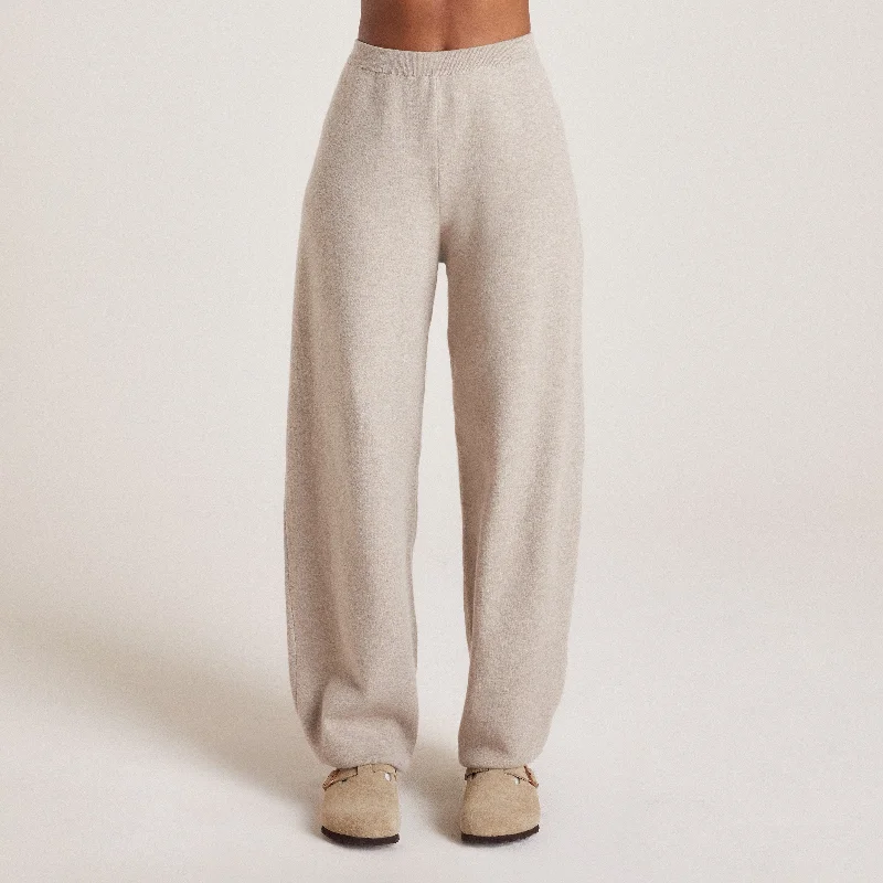 women's elastic waist pantsKnitted Joggers - Taupe Marl