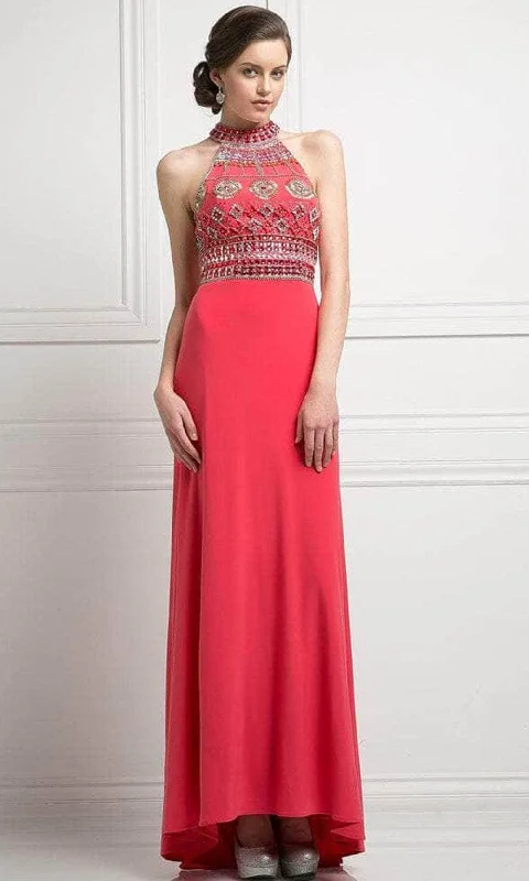 maxi dresses with high necklinesLadivine 971 - Beaded Bodice Sleeveless Long Dress