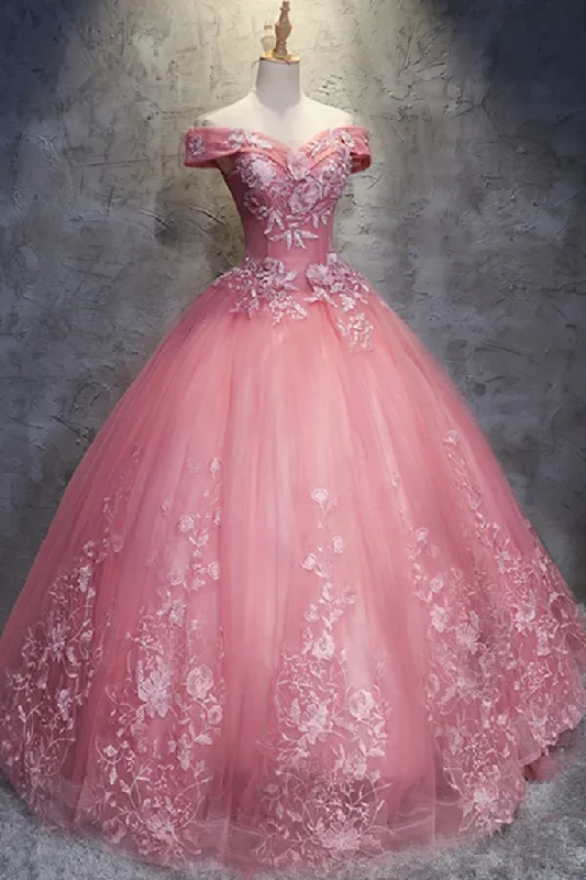 chiffon prom dressesOff The Shoulder Long Ball Gown Lace Princess Prom Dresses Quinceanera Dresses  gh927