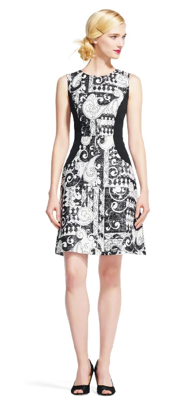 Sleeveless Dress With FrillsAdrianna Papell - Sleeveless Multi Print Panel Dress AP1D100412SC