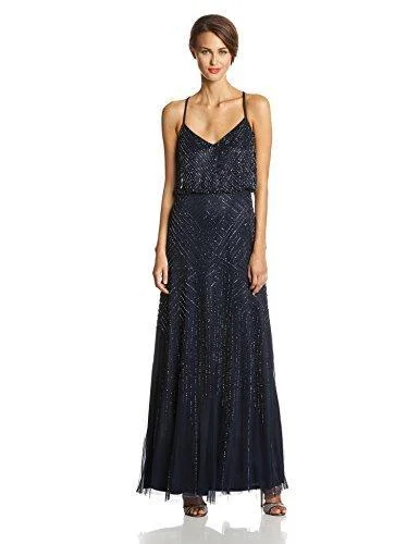 maxi dresses with spaghetti strapsAdrianna Papell - Geometric Beaded Long Dress 91897340SC