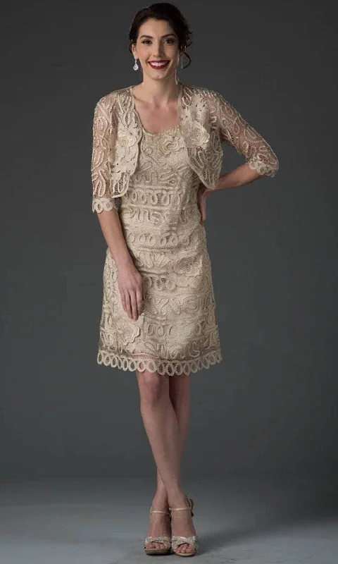 Sleeveless Dress With Low CutSoulmates D7186 - Sleeveless Lace Short Dress with Jacket