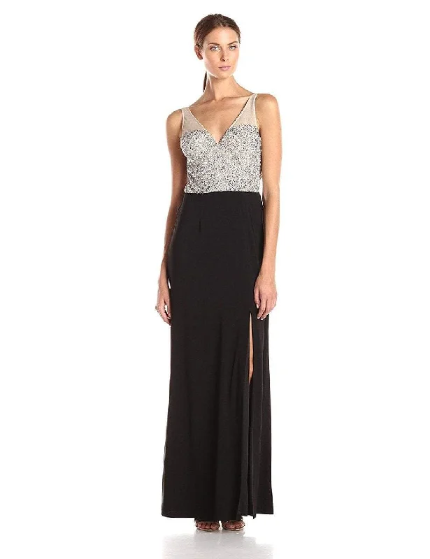 Sleeveless Dress LooseAdrianna Papell - Sleeveless Sequined High Slit Dress 191919400SC