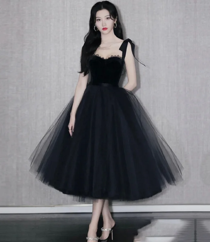 convertible prom dressesBlack velvet tulle short prom dress homecoming dress  10282