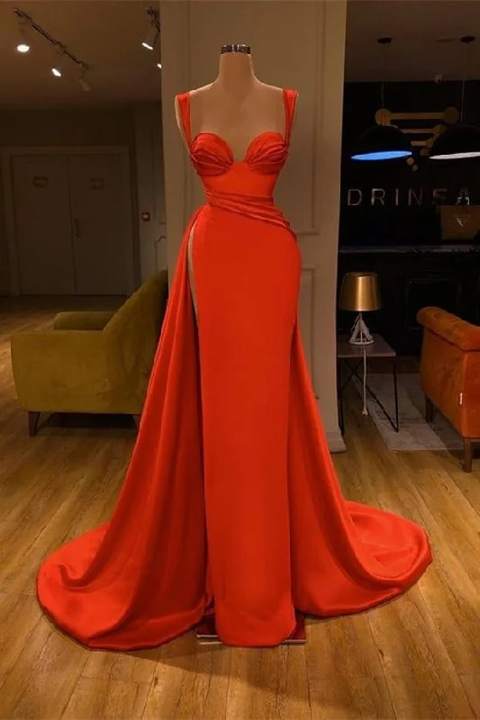 chiffon prom dressesRed Long Slit Prom Dress Mermaid gh707