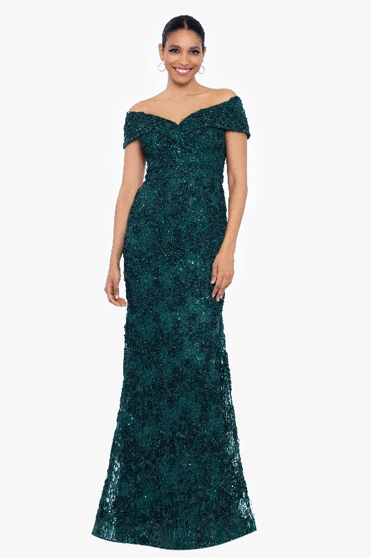 maxi dresses with sweetheart necksPetite "Jill" Off The Shoulder Long Lace Dress