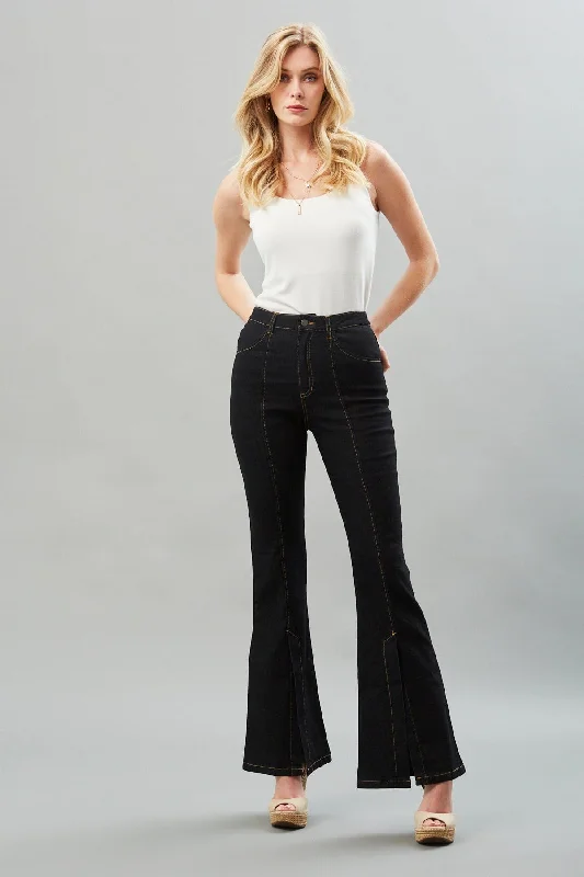 women's maternity pantsFront Slit Flare Denim Pant