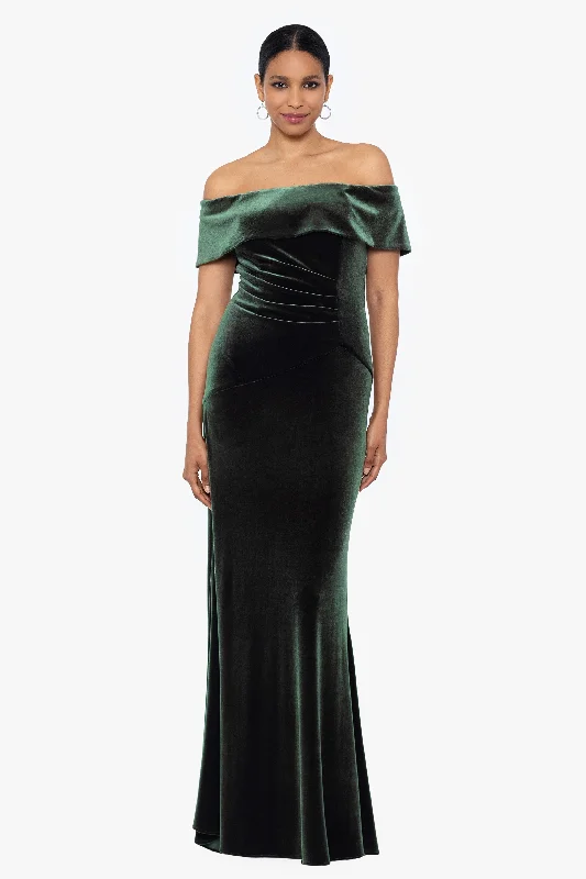 maxi dresses with hidden pockets"Cheryl" Long Velvet Pop Over Top Dress