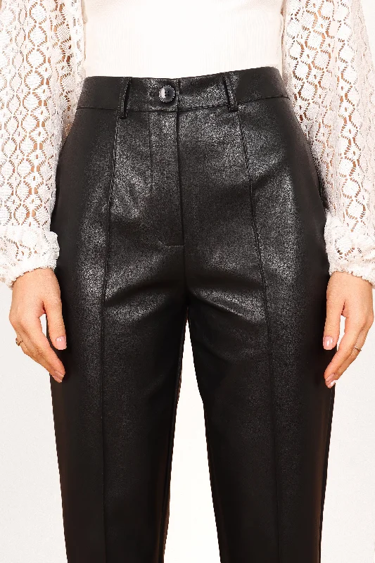 women's sustainable pantsSandy Faux Leather Pants - Black