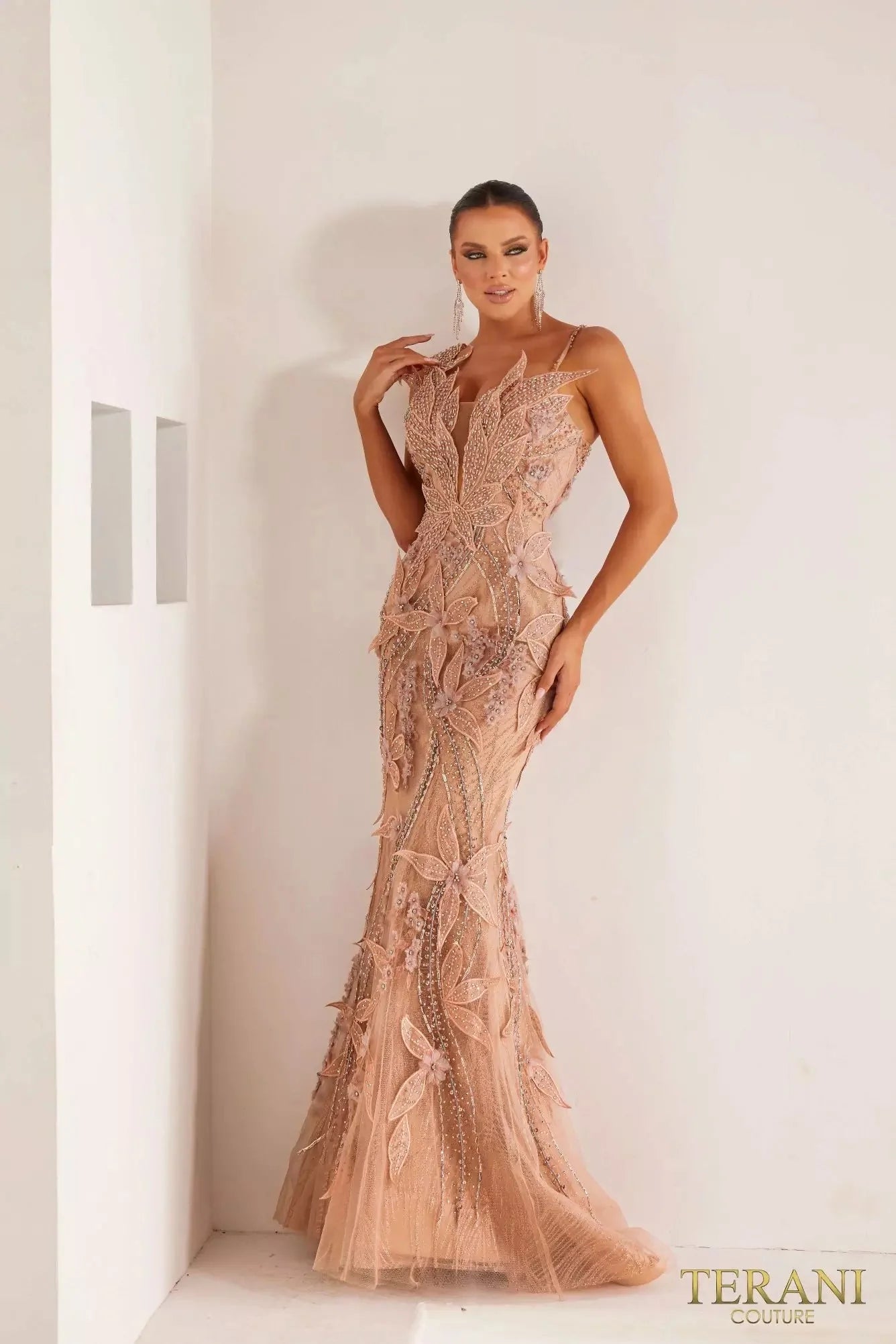 Sleeveless Dress With Short SkirtTerani Couture 241GL2697 - Sleeveless Trumpet Dress