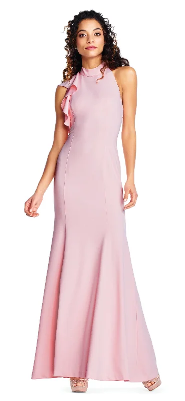 maxi dresses with keyhole backsAdrianna Papell - Ruffled High Neck Long Trumpet Dress AP1E203268SC