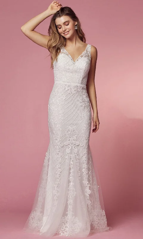 Sleeveless Dress With Asymmetric HemNox Anabel Bridal A398W - V-Shaped Back Sleeveless Bridal Dress