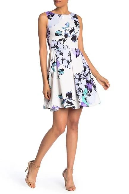 Sleeveless Dress With PocketsTaylor - Sleeveless Floral Print Scuba Dress 1307MSC