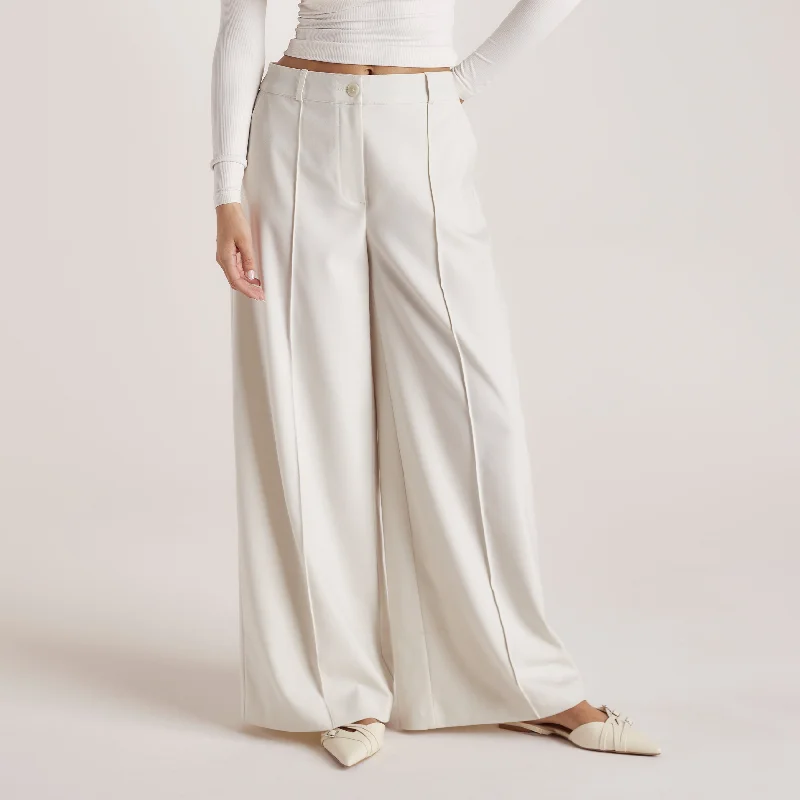 women's patched pantsWide-Leg Tailored Trousers - Cream