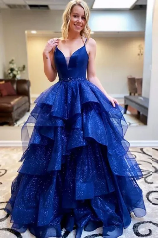 dark prom dressesRoyal Blue Sparkly Long Prom Dresses gh1162