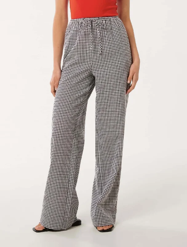 women's clubbing pantsMinnie Gingham Wide Leg Pants