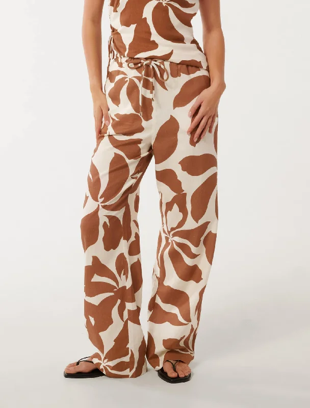 women's elegant pantsFallon Printed Wide-Leg Pants