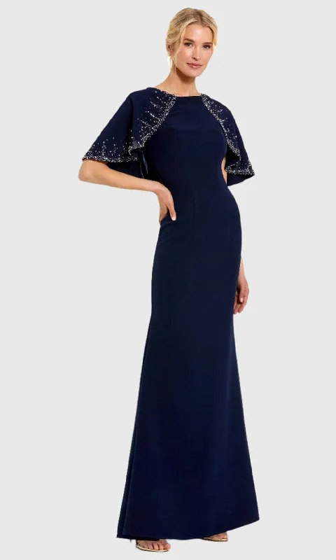 maxi dresses with buttonsMac Duggal 2271 - High Neck Crepe Long Dress