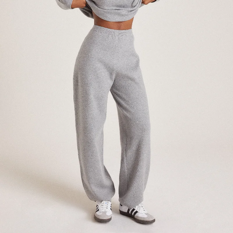 women's zipper pantsKnitted Joggers - Grey Marl