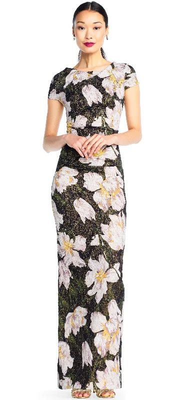 maxi dresses for casual FridaysAdrianna Papell - Floral Patterned Long Sheath Dress AP1E203398SC