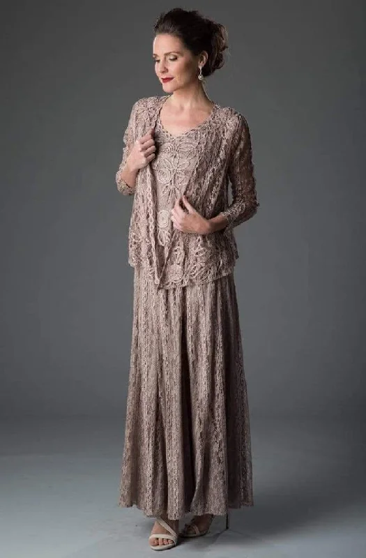 maxi dresses for mother of the groomSoulmates - 1602 Soutache Floral Lace Three Piece Long Dress