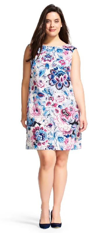 Sleeveless Dress With ChecksAdrianna Papell - Sleeveless Floral Print Faille Dress AP1D100382SC