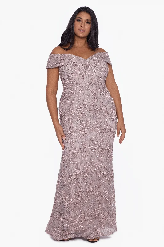 maxi dresses for casual FridaysPlus "Jill" Off The Shoulder Long Lace Dress