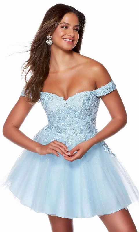 halter-neck party dressesAlyce Paris 3156 - Lace Embroidered A-Line Homecoming Dress