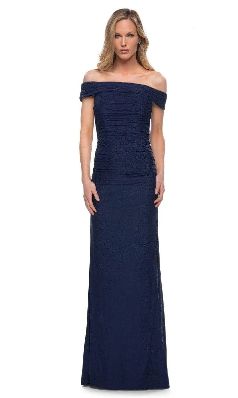 Formal Dress for Holiday PartiesLa Femme - Straight Across Jersey Formal Dress 29541SC