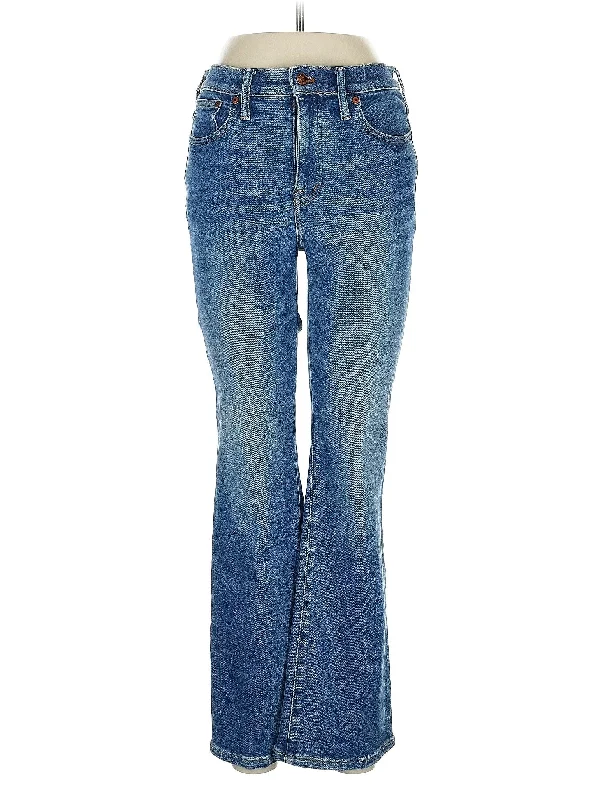 women's denim jeans with distressed back pocketsHigh-Rise Bootleg Jeans in Medium Wash