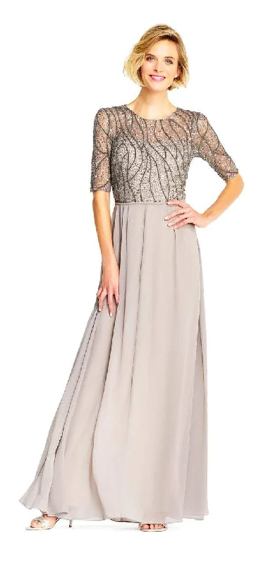 Formal Dress for Corporate AwardsAdrianna Papell - AP1E202210 Elbow Sleeves Beaded Chiffon Gown