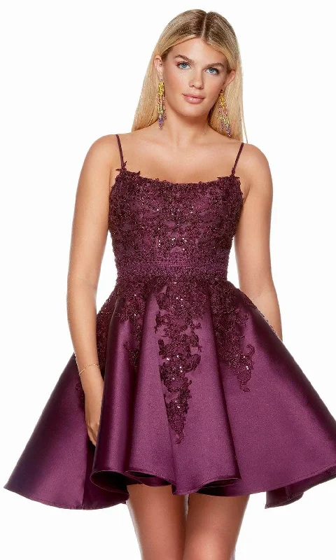 chic party dressesAlyce Paris 3164 - Applique Mikado A-Line Homecoming Dress