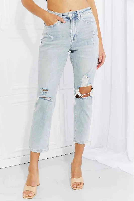 women's denim jeans for a trendy vibeVervet by Flying Monkey Stand Out Full Size Distressed Cropped Jeans