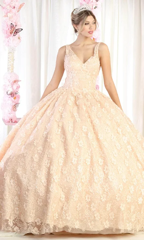 Formal Dress for Cruise Ship EventsMay Queen LK168 - Floral Lace Quinceanera Ballgown