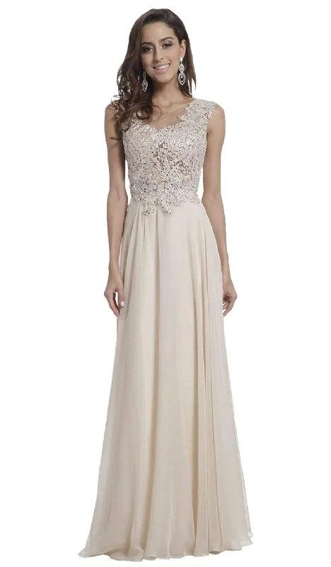 Formal Dress for Cruise Ship EventsCinderella Divine - Cap Sleeve Embellished Illusion Lace Gown