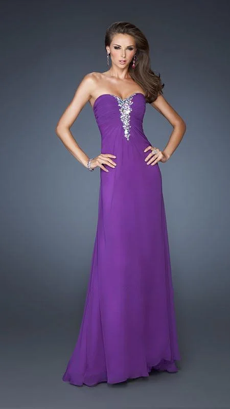 Formal Dress for Formal Day EventsLa Femme - 19009 Luxurious Sweetheart A-Line Gown with Sheer Layering