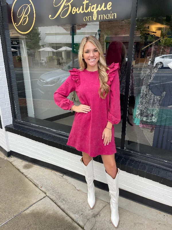 Funky Long Sleeves Cami DressMagenta Long Sleeve Dress