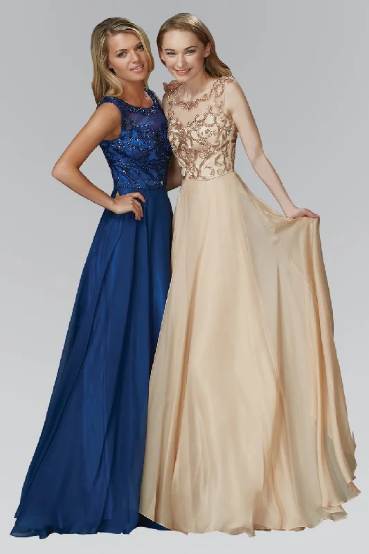 Formal Dress for Charity AwardsElizabeth K - GL2106 Beaded Scoop Neck A-Line Gown